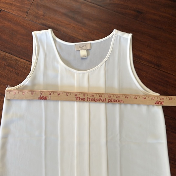 LOFT | Women's White Sleeveless Top pleated front - Picture 8 of 11